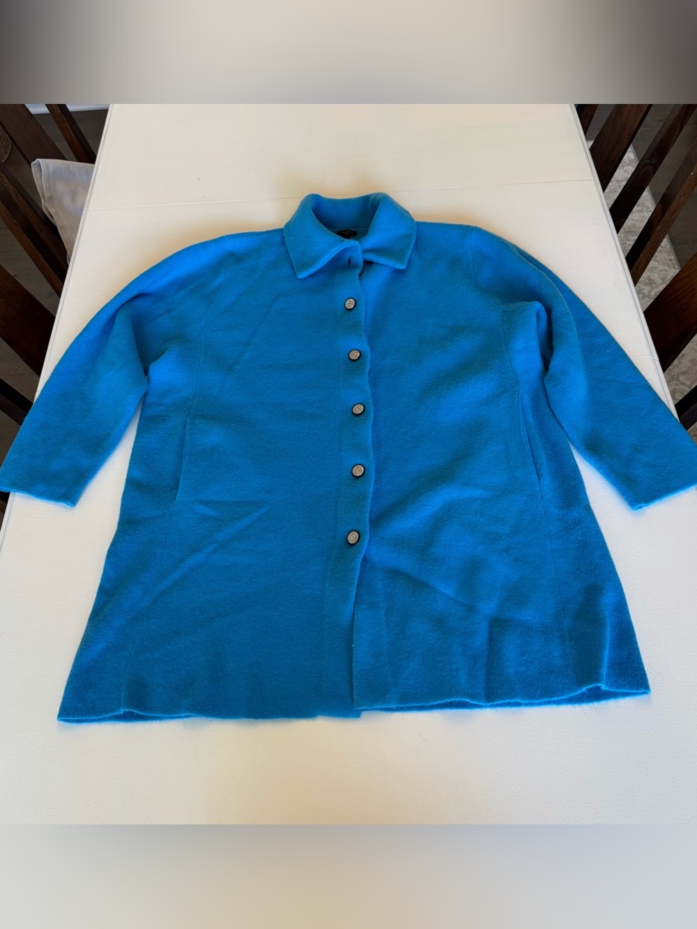 Talbots Plus Turquoise Blue Knit Button Front Coatigan Cardigan Sweater 3X Wool